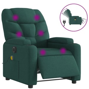 vidaXL Massagesessel Elektrisch Dunkelgrün Stoff 3204590