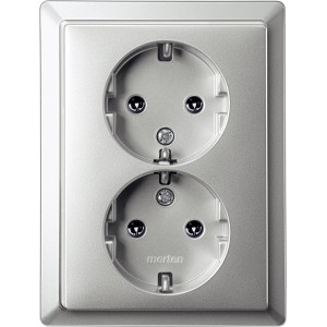 Merten Doppelsteckdose Artec in Alu-Optik für den Innenbereich.