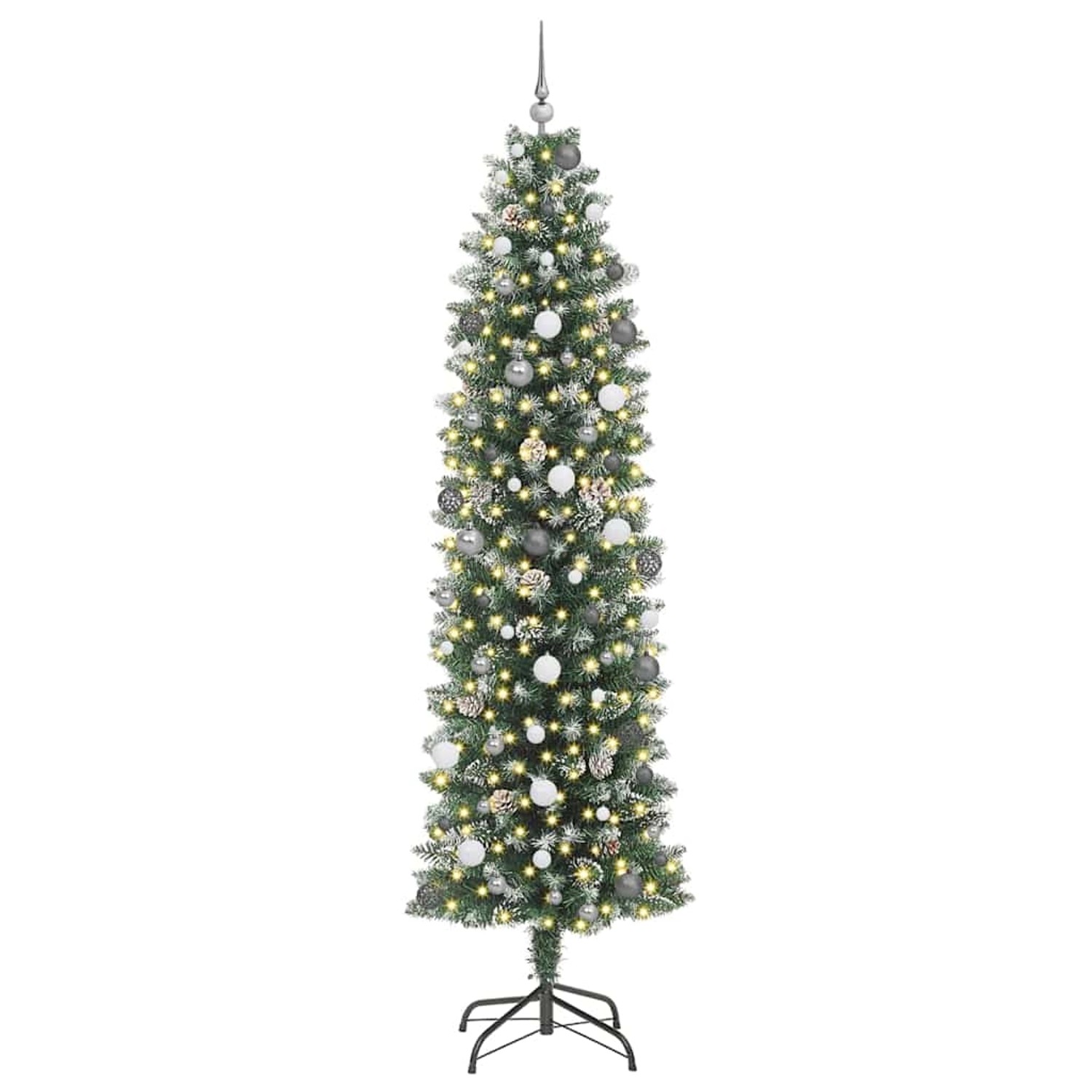 vidaXL Künstlicher Schlanker Weihnachtsbaum mit 300 LEDs Grün 240 cm 3395316