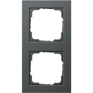 Gira Abdeckrahmen E2, 2-fach, Anthrazit für Schalter und Steckdosen.
