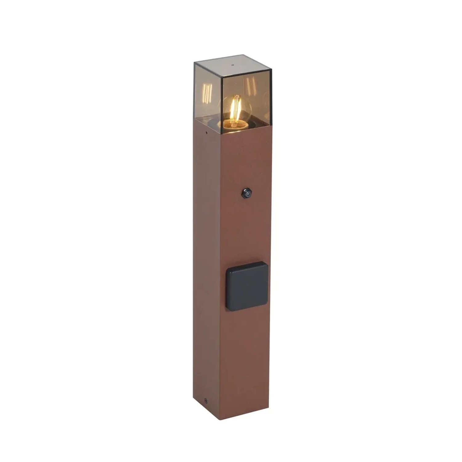 QAZQA Industrielle Außenleuchte Rostbraun mit Rauchglas 50cm mit Dämmerungssensor Dänemark