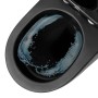 Spülrandloses, matt schwarzes Hänge WC mit Softclose-Sitz von ECD Germany.