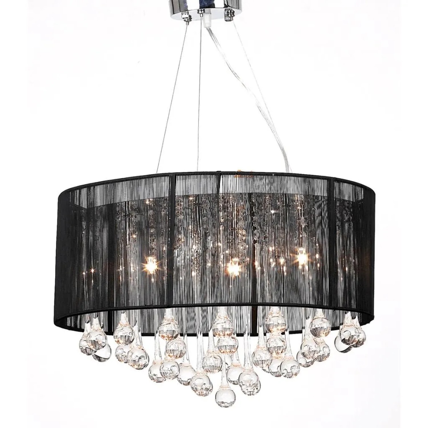 vidaXL Kristall Kronleuchter mit 85 Echten Glas Kristallen Schwarz 60344