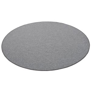 Runder, anthrazitfarbener Snapstyle Feinschlingen Velour Teppich Strong mit 160cm Durchmesser.