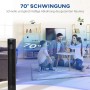 Schwarzer HOMCOM Turmventilator mit Fernbedienung im Wohnzimmer mit Familie.