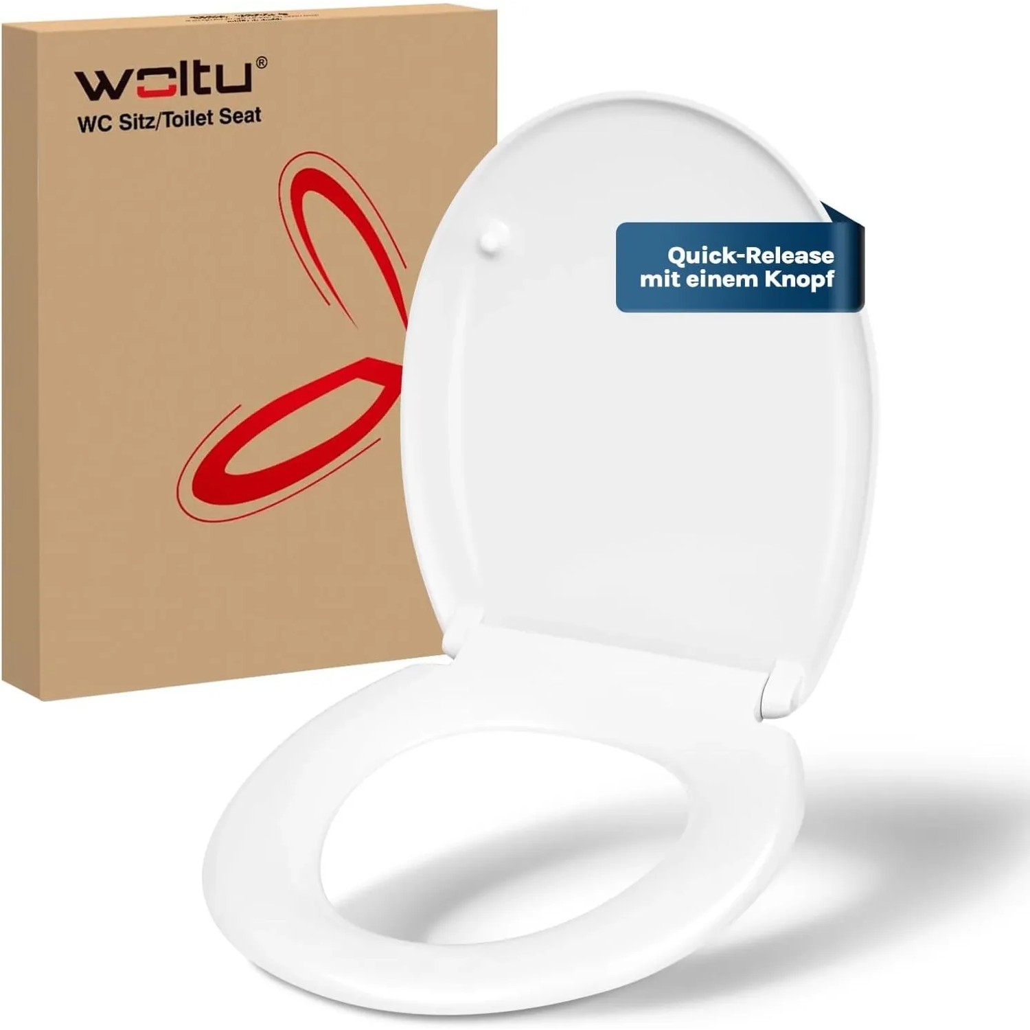 WOLTU Toilettendeckel WC Sitz Toilettensitz mit Absenkautomatik Harnstoffharze Oval