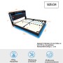 Graues Polsterbett 160x200 mit LED, USB und Stauraum (ohne Matratze)