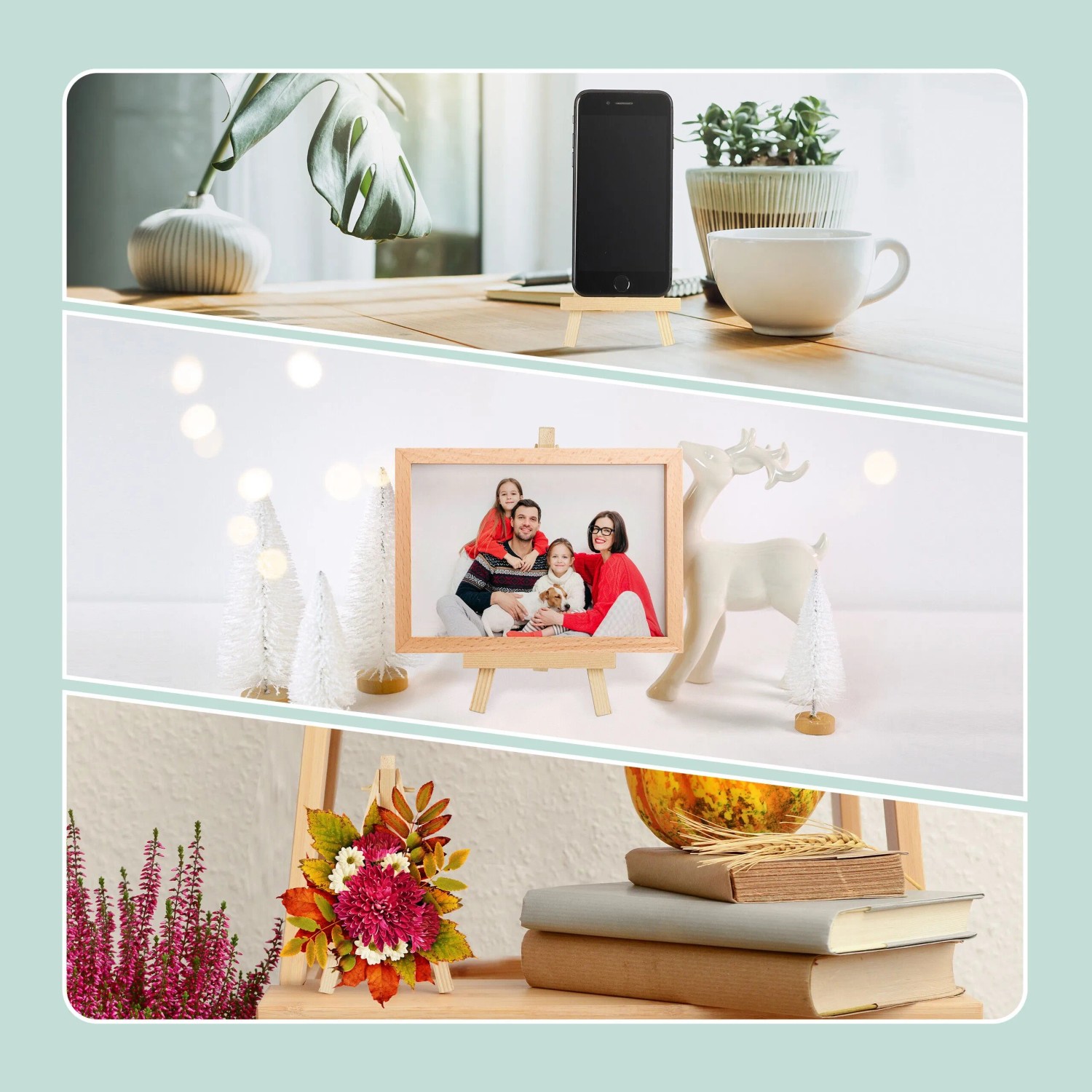 Relaxdays Tischstaffelei Kiefernholz Natur Klappbar 24er Set 15,5 cm x 8 cm x 2 cm_5