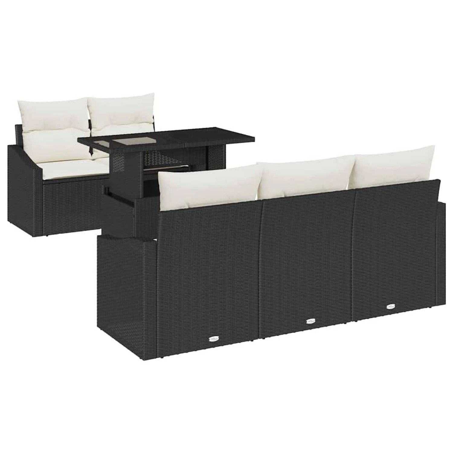 vidaXL Garten-Sofa-Set mit Speicher 6-Tlg Schwarz Poly Rattan 3357650 günstig online kaufen