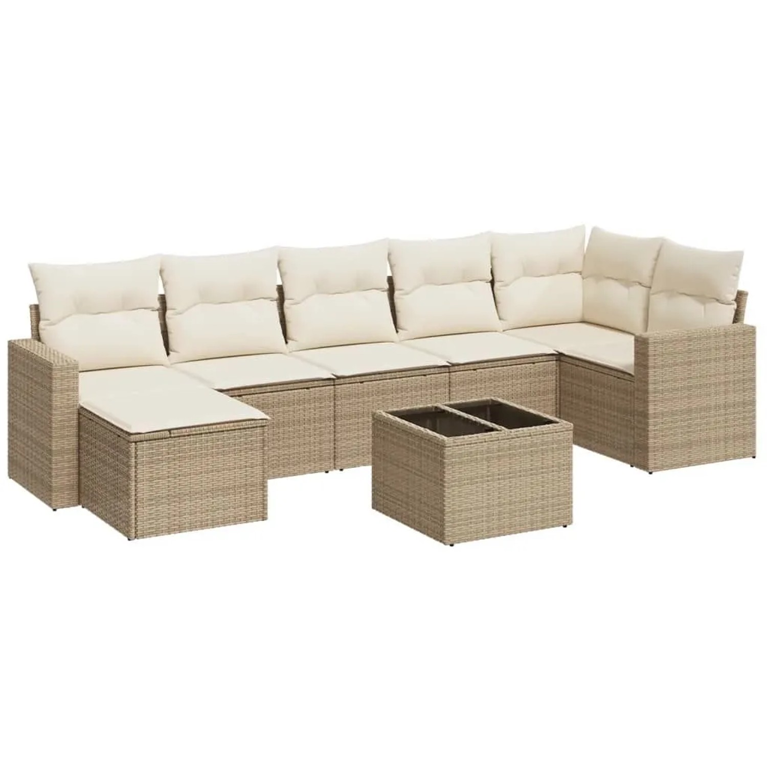 vidaXL 8-Tlg Garten-Sofagarnitur mit Kissen Beige Poly Rattan 3251625 günstig online kaufen