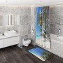 Badezimmer-Set mit Sanilo Seifenspender Karibik, Duschvorhang und Badematte mit Strandmotiv.
