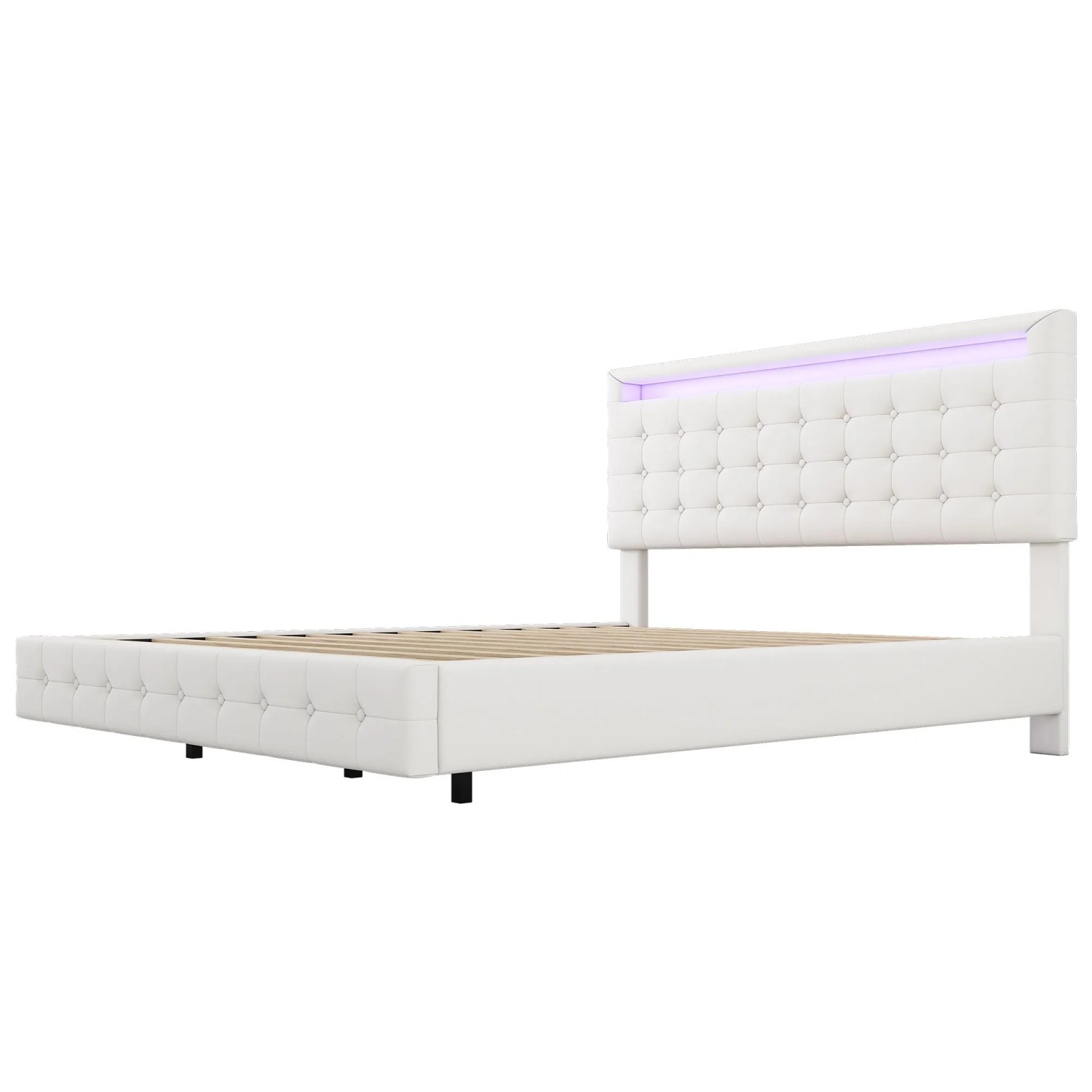 okwish Flachbett 140×200 Kinderbett mit LED-Umgebungslicht und Dreistufige Höhenverstellung ohne Matratze