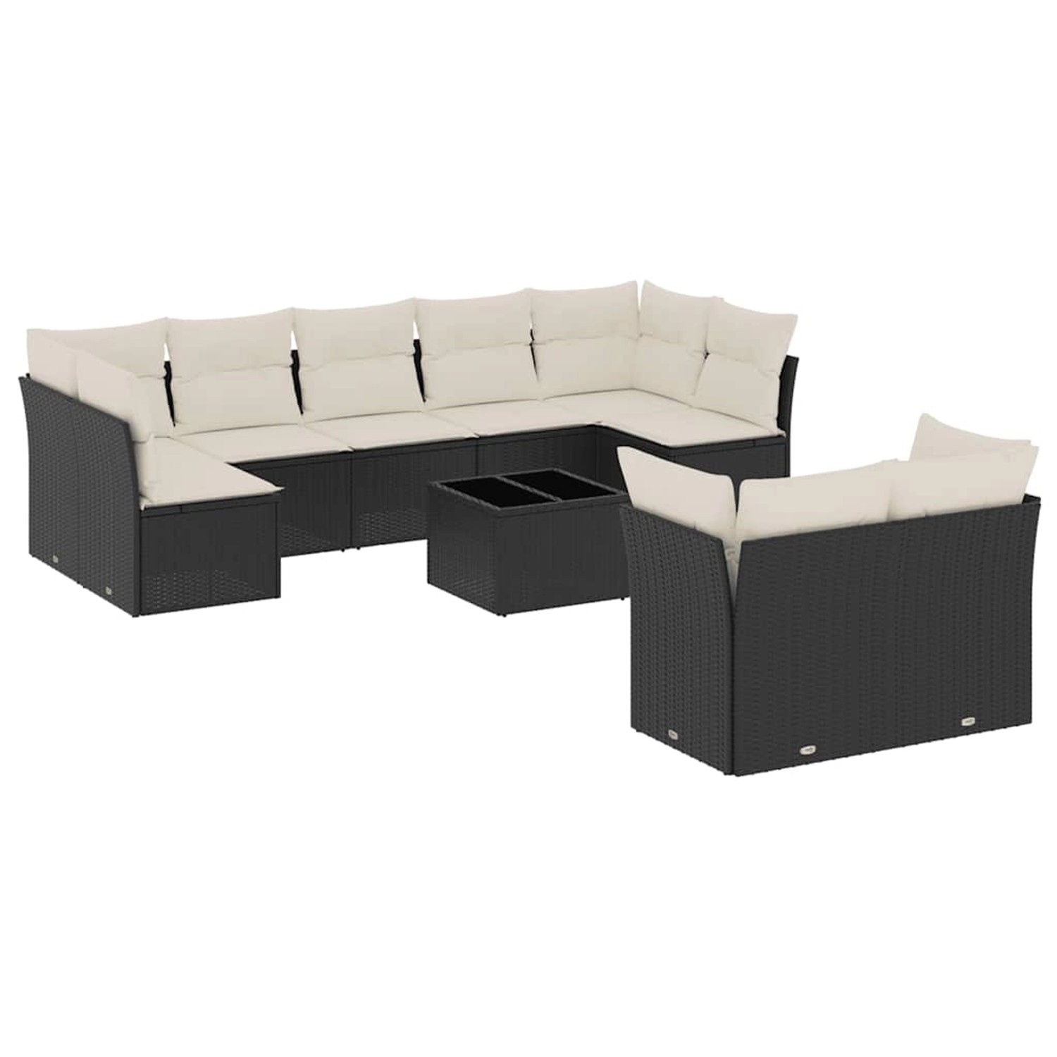 vidaXL 10-Tlg Garten-Sofagarnitur mit Kissen Schwarz Poly Rattan 3249995 günstig online kaufen