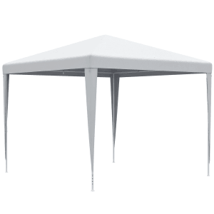 Weißer Outsunny Pavillon aus Stahl und PE, 270x270x254 cm, für Garten und Veranstaltungen.
