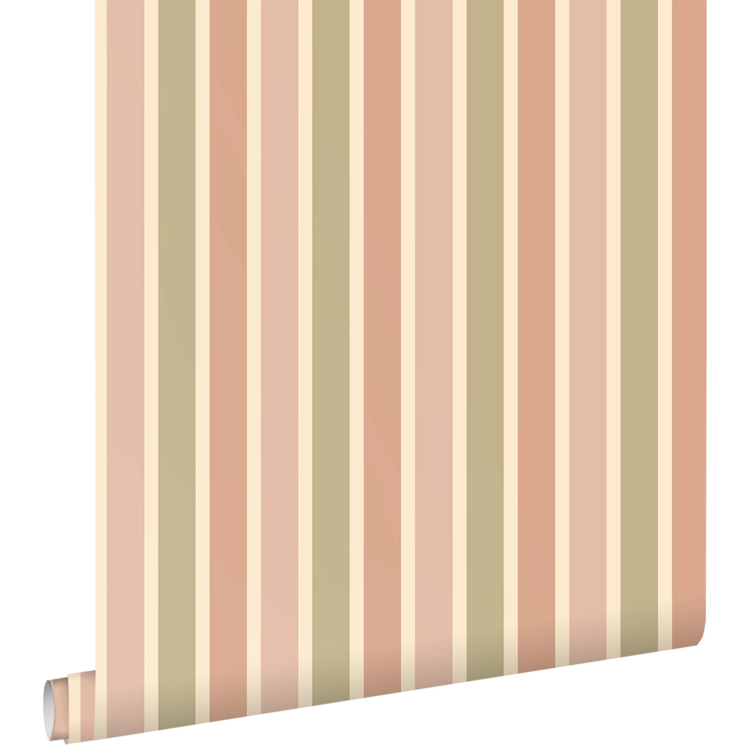 ESTAhome Tapete Streifen Terrakottarosa und Grün 50 x 900 cm günstig online kaufen