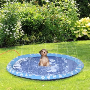PawHut Hunde Sprinkler: Planschbecken mit Anti-Rutsch Matte für Hunde im Garten.