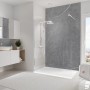 Schulte Duschrückwand DecoDesign Softtouch Stein Marmor-Grau, 255x150 cm im Badezimmer.
