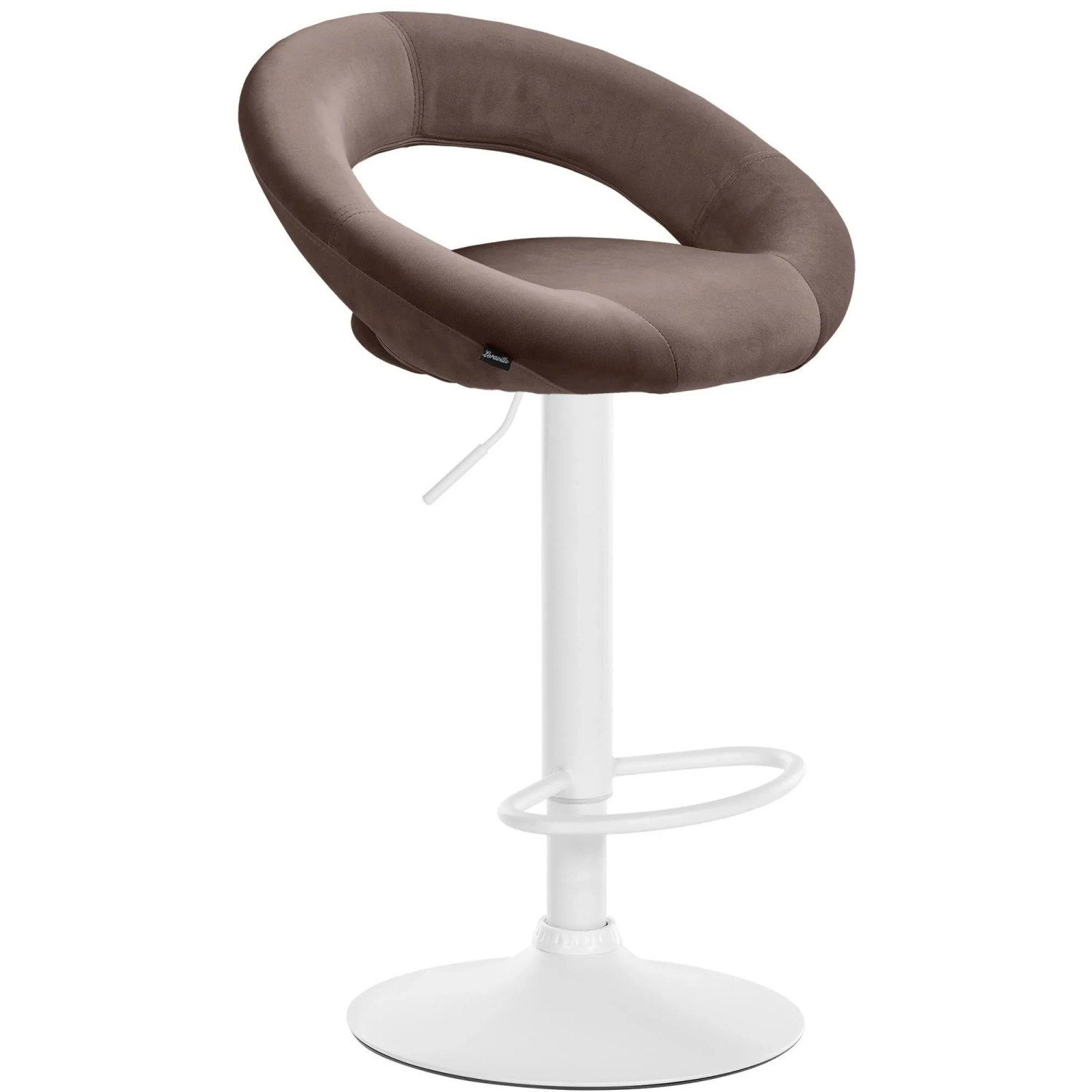 DELUKE Barhocker MEKIM Samt Braun 53x47x80cm Weiß Barstuhl Höhenverstellbar Mit Lehne Drehbar Tresenhocker Tresenstuhl