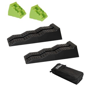 TRUTZHOLM Auffahrkeil Set: 2 Keile, 2 Blocker, Tasche. Zubehör für Autoanhänger.