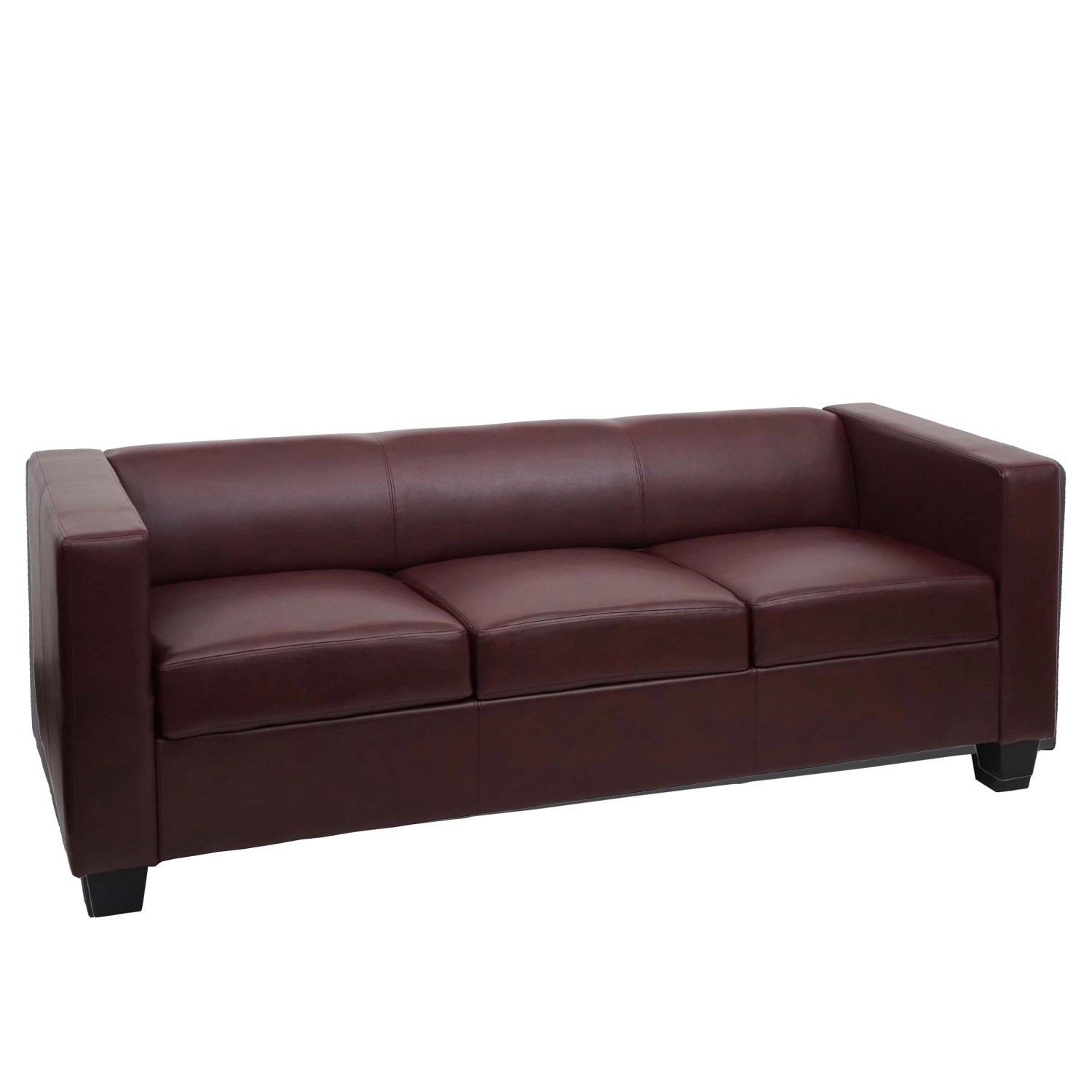 MCW 3er Sofa Lille Kunstleder Rot-Braun günstig online kaufen