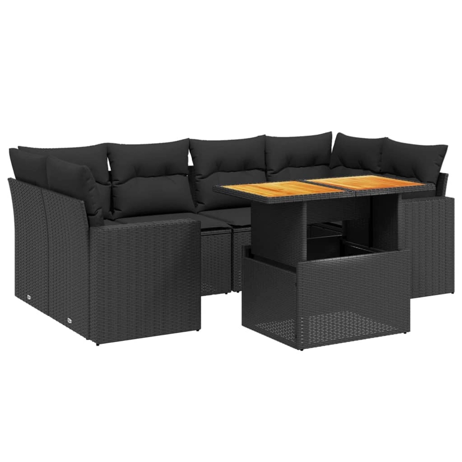 vidaXL 7-Tlg Garten-Sofagarnitur mit Kissen Schwarz Poly Rattan 3271209 günstig online kaufen