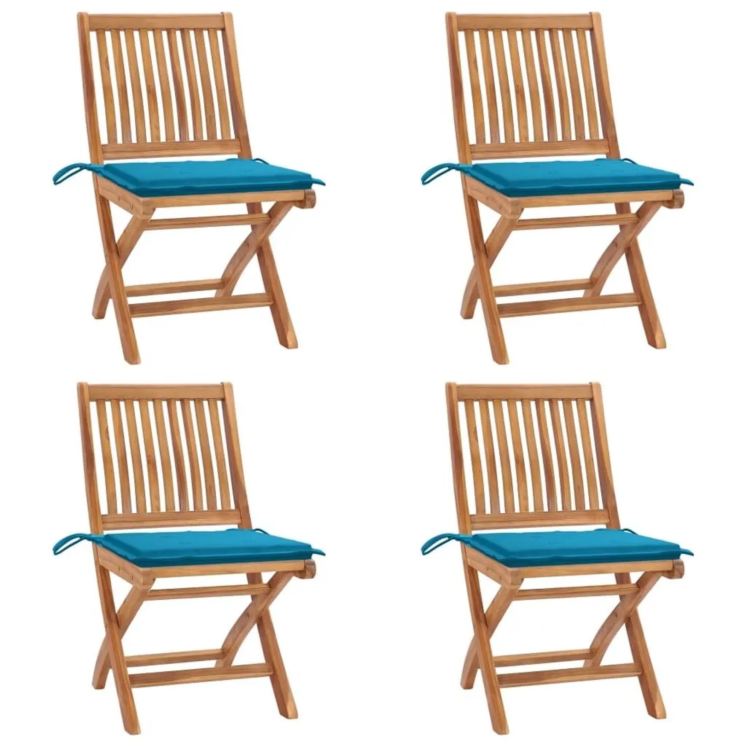 vidaXL Klappbare Gartenstühle mit Kissen 4 Stk Massivholz Teak 3072811 günstig online kaufen