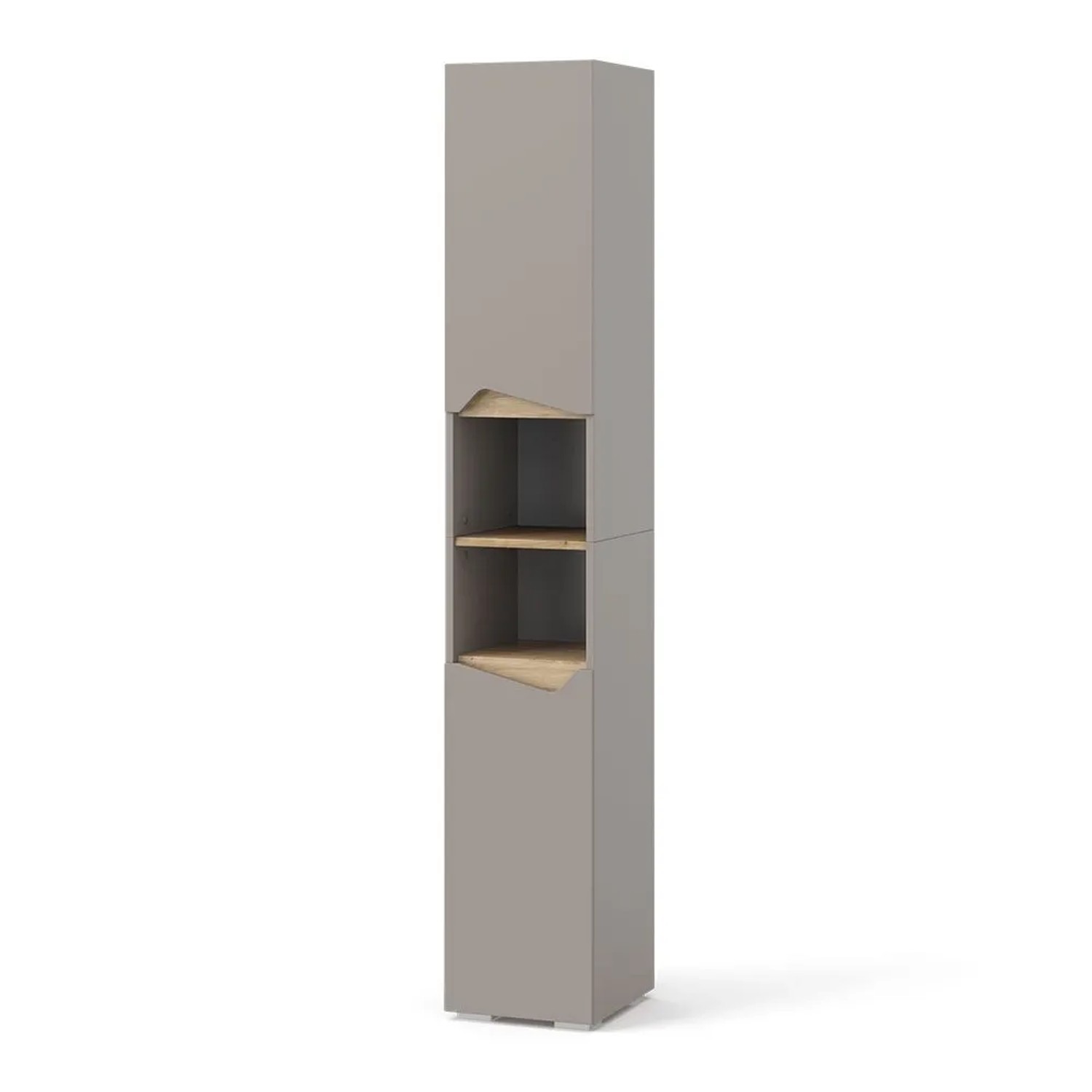 Vicco Badschrank Marelle Greige 30 x 180 mit Türen und Offenen Fächern