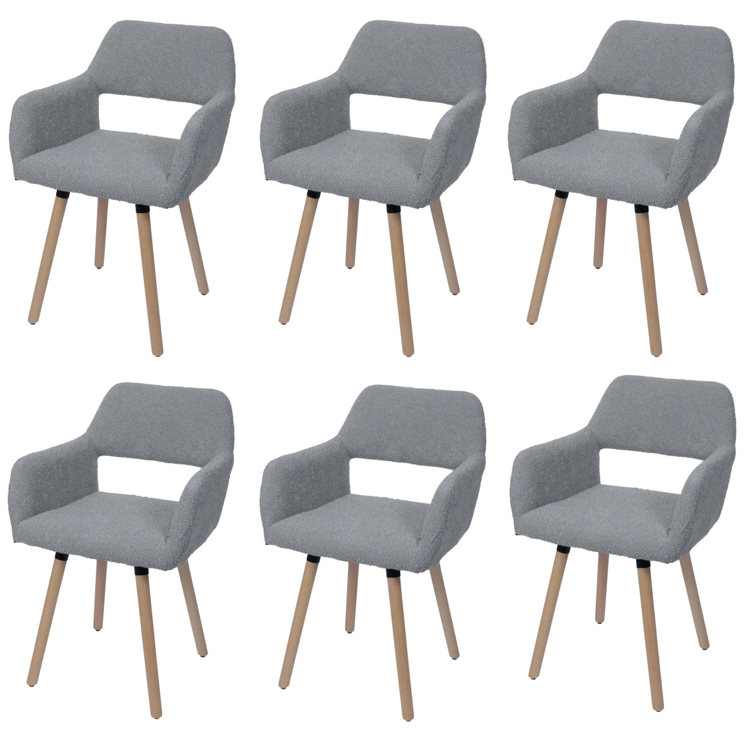 MCW Esszimmerstuhl A50 II 6er-Set Grau Stoff/Textil Boucle 450g/m² günstig online kaufen