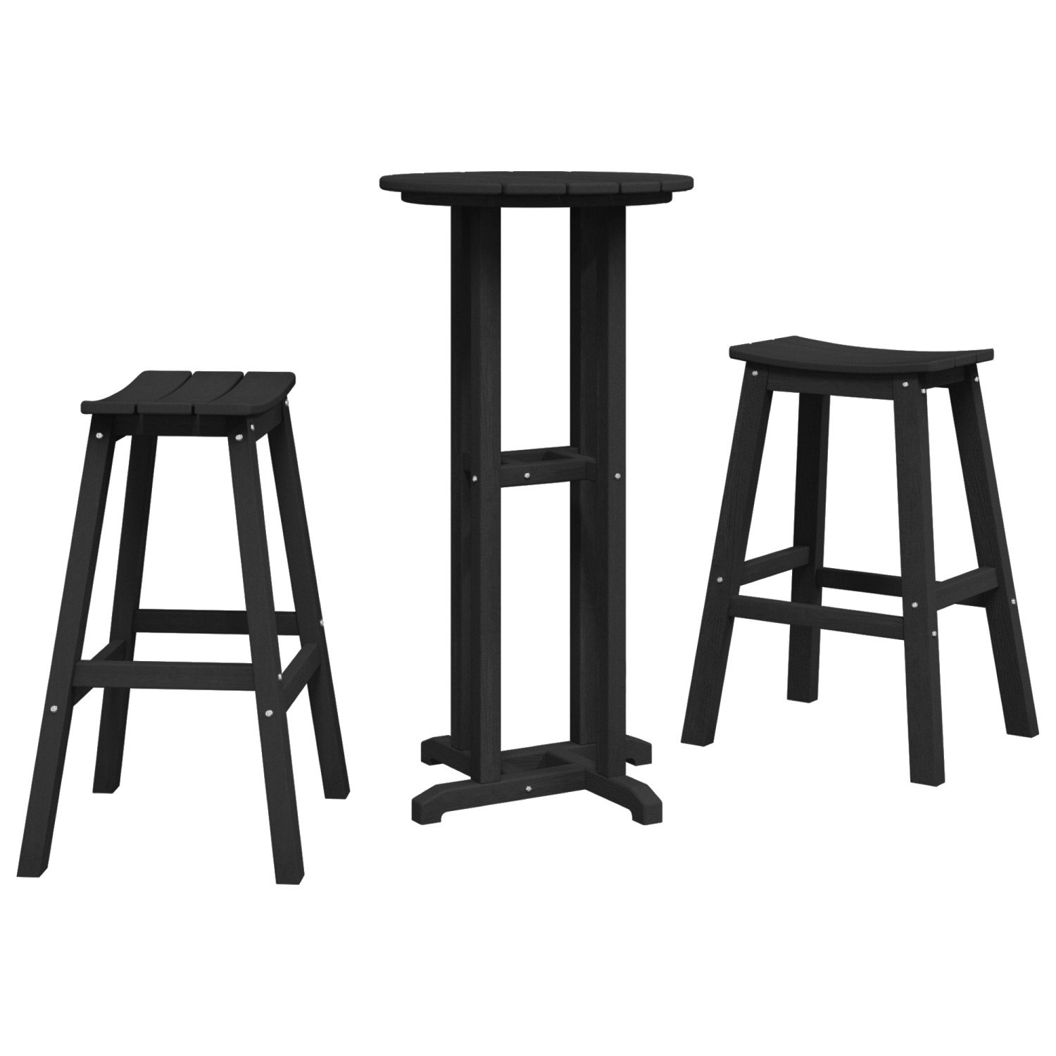 vidaXL 3-Teiliges Gartenbar Set Schwarz HDPE 3335802 günstig online kaufen