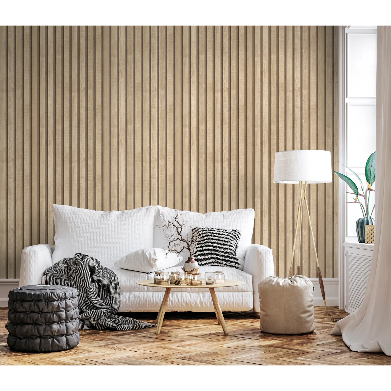 Sanders & Sanders Tapete 3D Holzpaneele Beige 53 Cm X 10 M 640049_2
