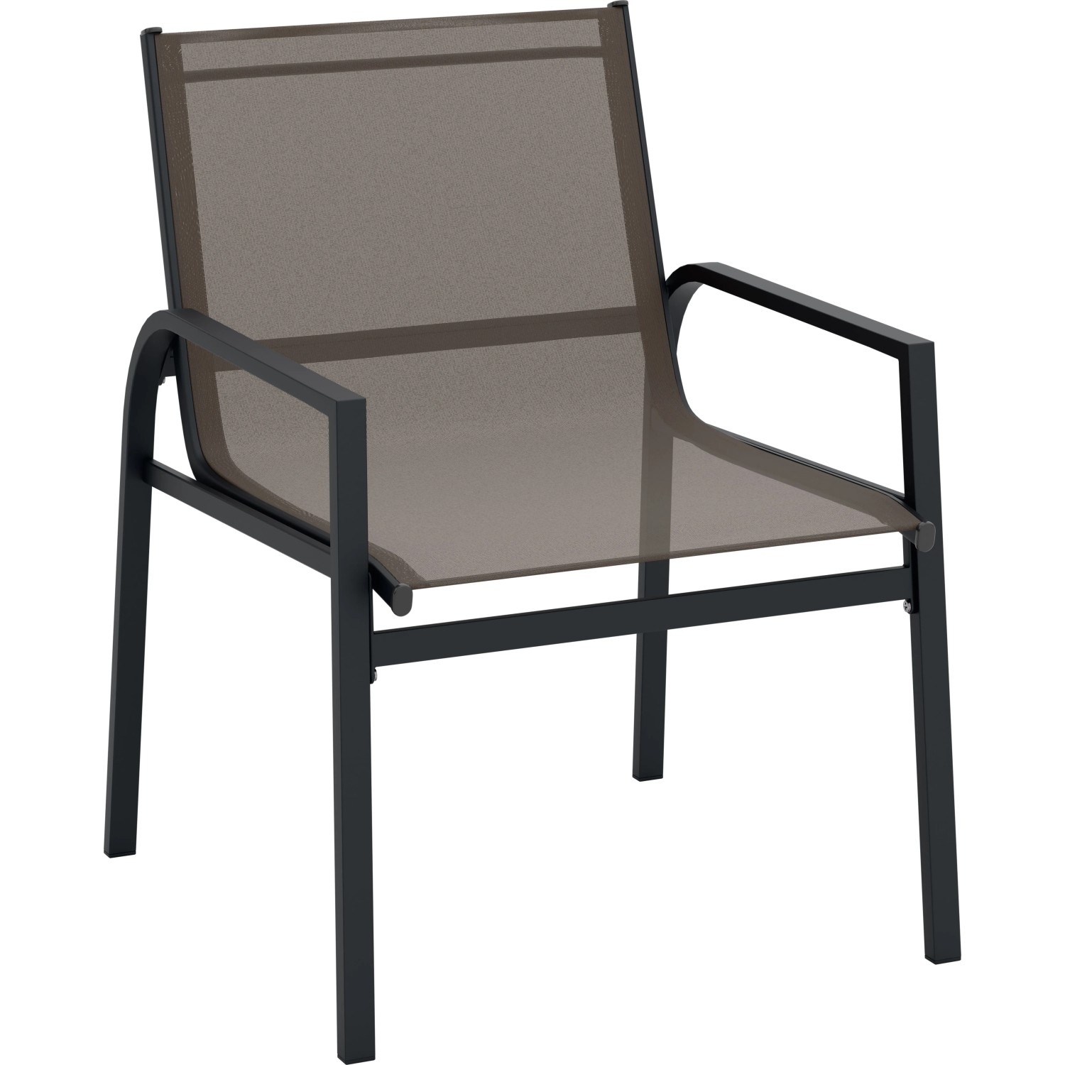 Sessel des Balkonmöbel-Sets Tapena, Stahl/Textilen, schwarz-taupe.