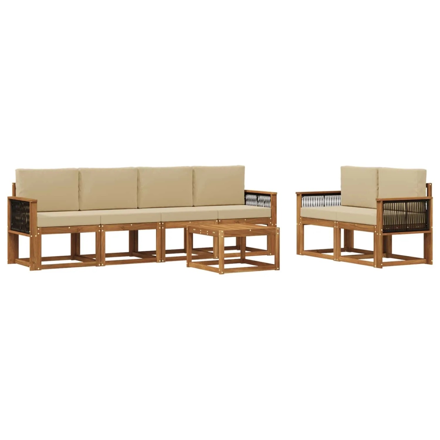 vidaXL Outdoor-Sofagarnitur mit Kissen 6 Stk Natur 3385014