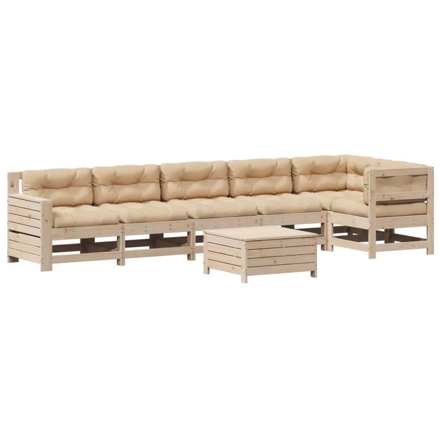 vidaXL 7-Tlg Garten-Lounge-Set mit Kissen Massivholz Kiefer 3250876