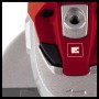 Detailaufnahme: Roter Einhell Winkelschleifer TE-AG 230 mit Metallscheibe.
