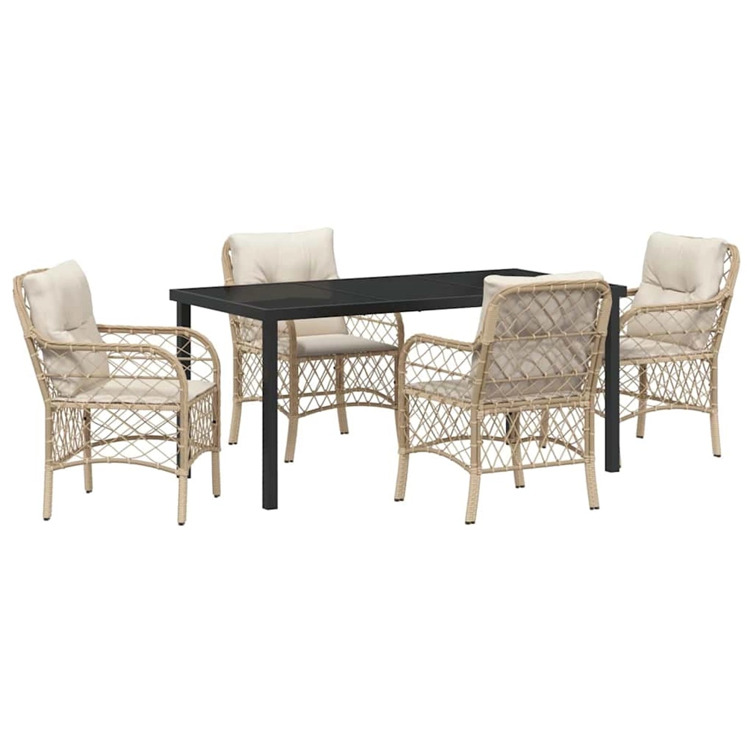 vidaXL Garten Essgruppe mit Kissen 5-Tlg Beige Poly Rattan 3380228 günstig online kaufen
