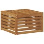 vidaXL Outdoor-Fußhocker aus massivem Akazienholz, naturfarben. Quadratischer Gartenhocker mit Latten-Design für den Außenbereich.