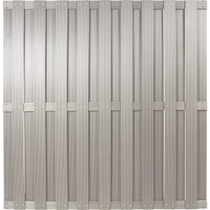 T & J WPC-Sichtschutzzaun Shanghai, silbergrau, 180x180 cm. WPC Zaun mit geriffelten Lamellen.