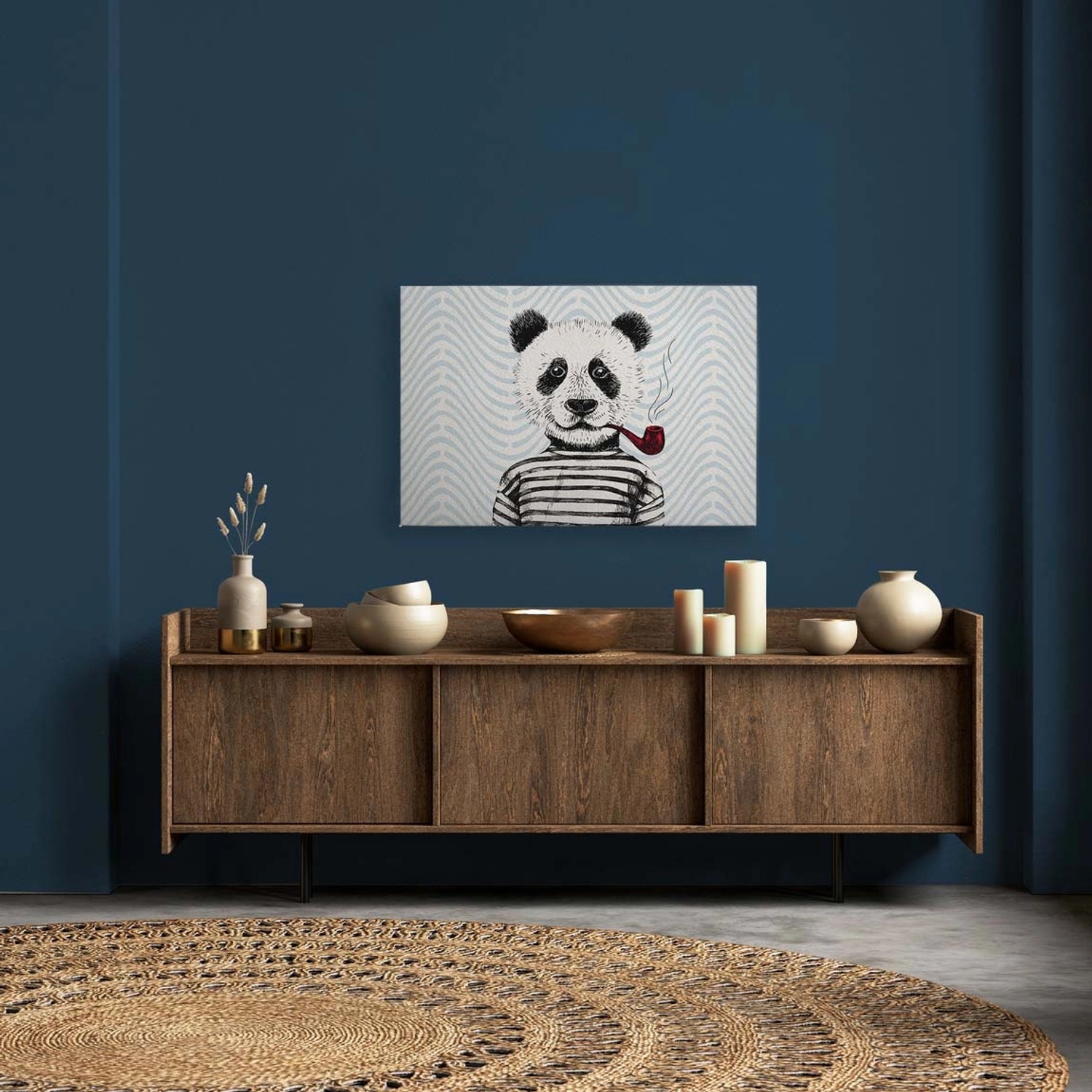 Bricoflor Panda Bild Auf Leinwand Maritimes Wandbild Für Kinderzimmer Und B günstig online kaufen