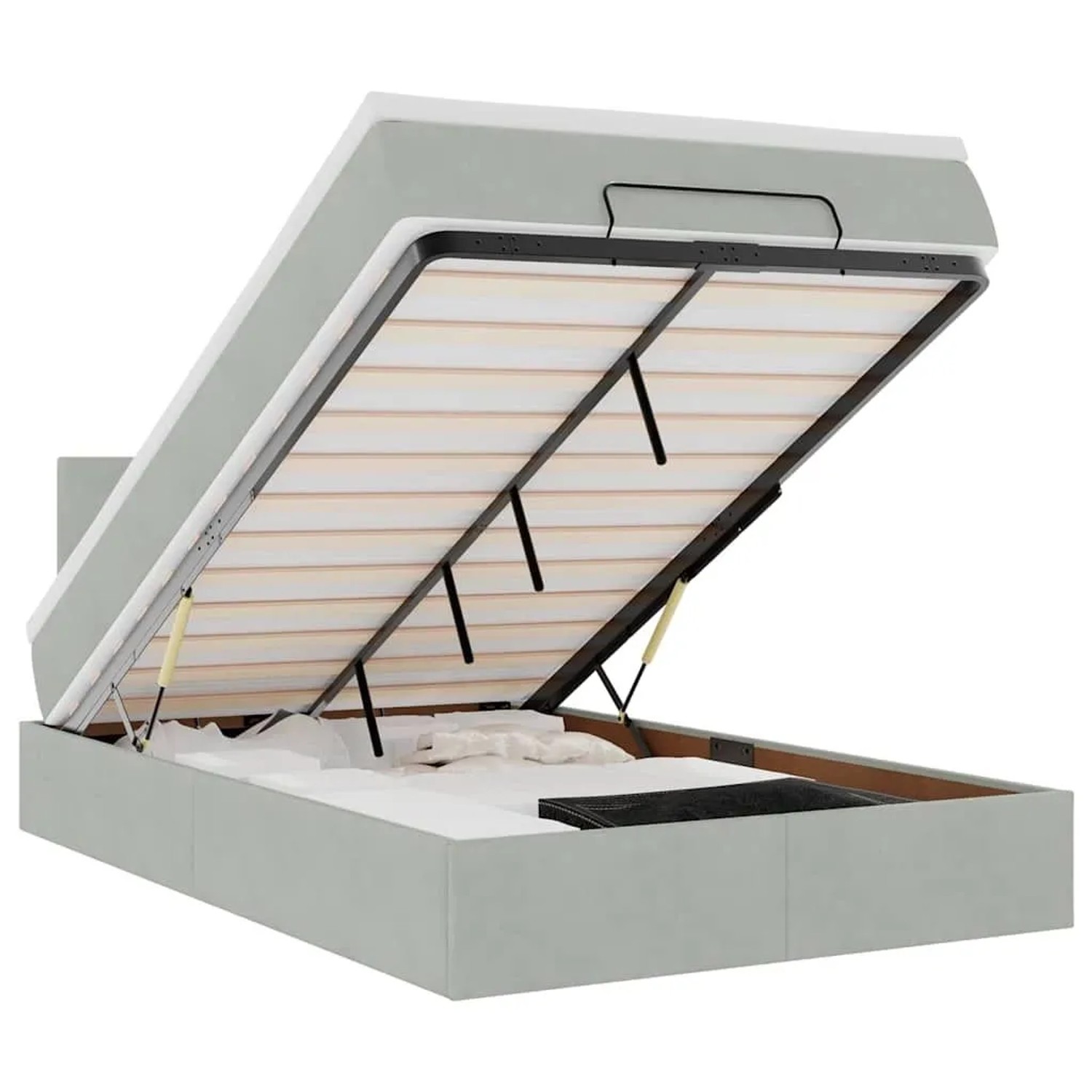 vidaXL Ottomane Bett mit Matratze und LEDs Hellgrau 120x190 cm Samt 3312536