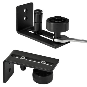 SOTECH Schiebetür Bodenführung, schwarz, für Türstärke bis 65mm, 5 Montageoptionen.