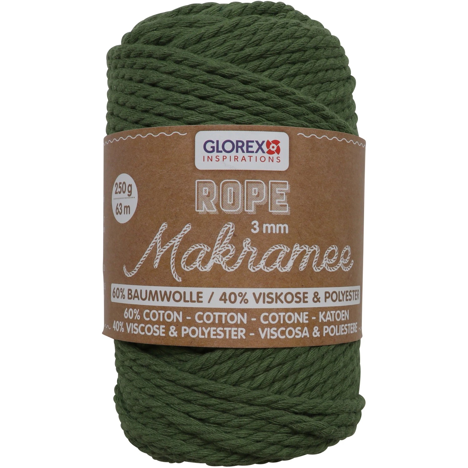 GLOREX Makramee-Garn Neon Gelb 2 Mm – 100% Baumwolle, 250 G / 225 M, Für Häkeln, Stricken & Makramee
