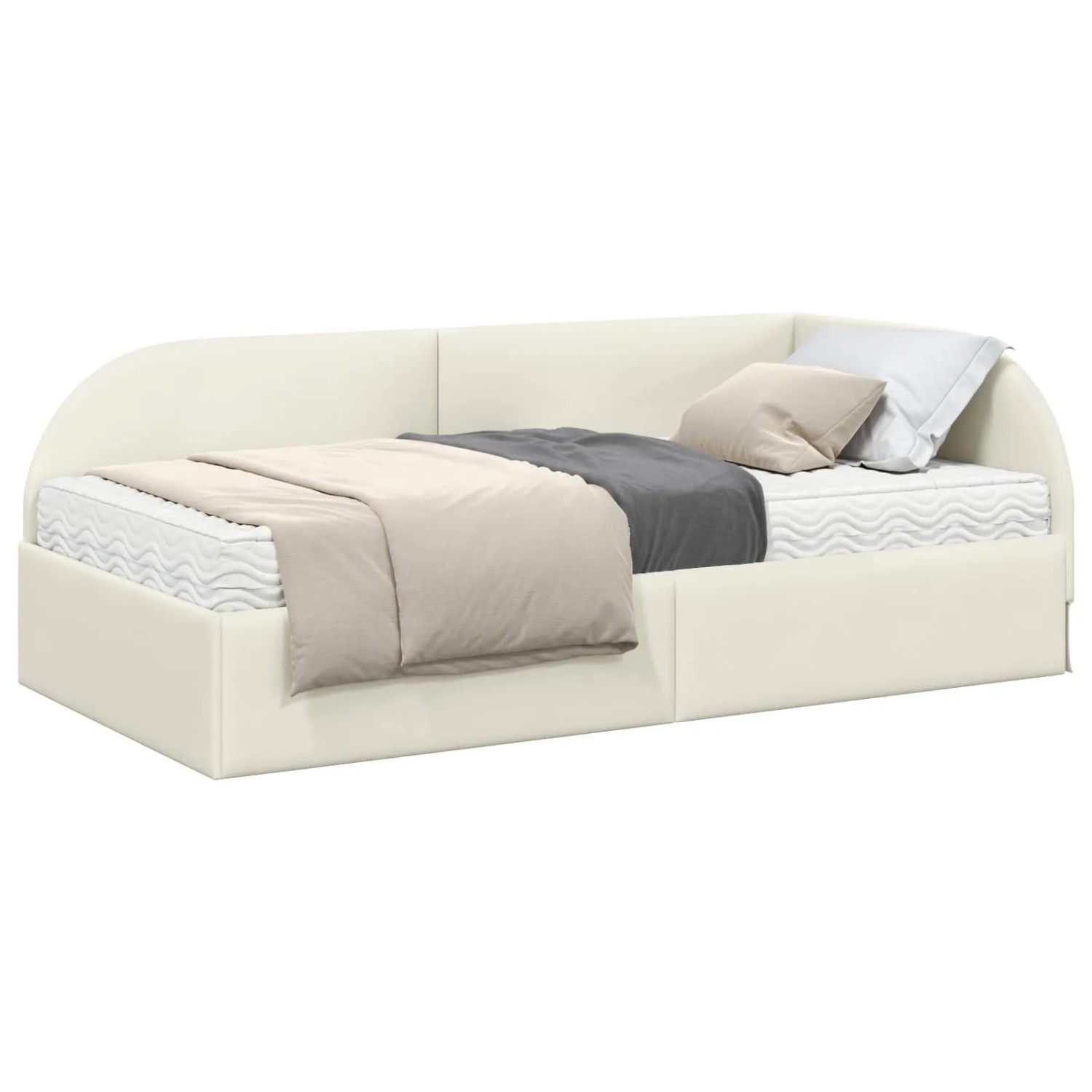 vidaXL Eckbettgestell mit Matratze mit Kopfteil 2 Stk Creme Samt 3394181
