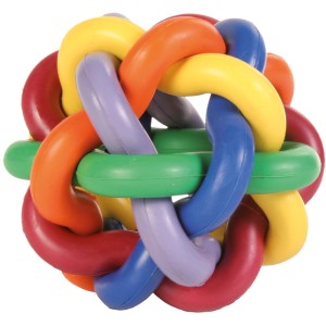 Jollypaw Knotenball aus Naturgummi, ø 10 cm, buntes Apportierspielzeug für Hunde.
