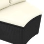 Detailaufnahme: Schwarze vidaXL Garten-Sofagarnitur aus Rattan mit cremefarbenen Auflagen.