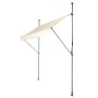 Beige Klemmmarkise 150x200cm für Balkon, ohne Bohren montiert, mit Handkurbel für Sonnenschutz.