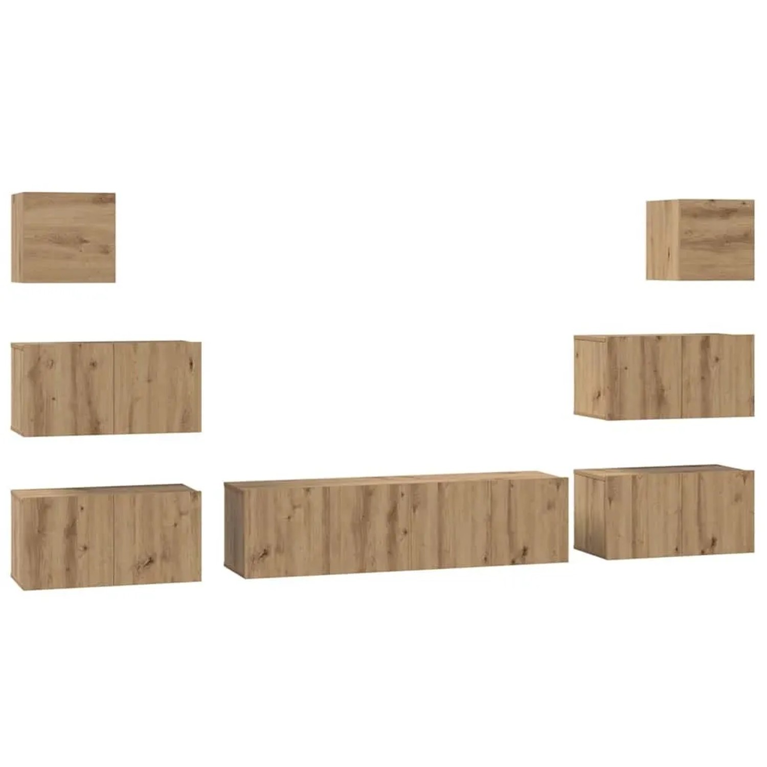 vidaXL TV-Schrankset Wandmontiert 8-Tlg Artisan-Eiche Holzwerkstoff 3393155