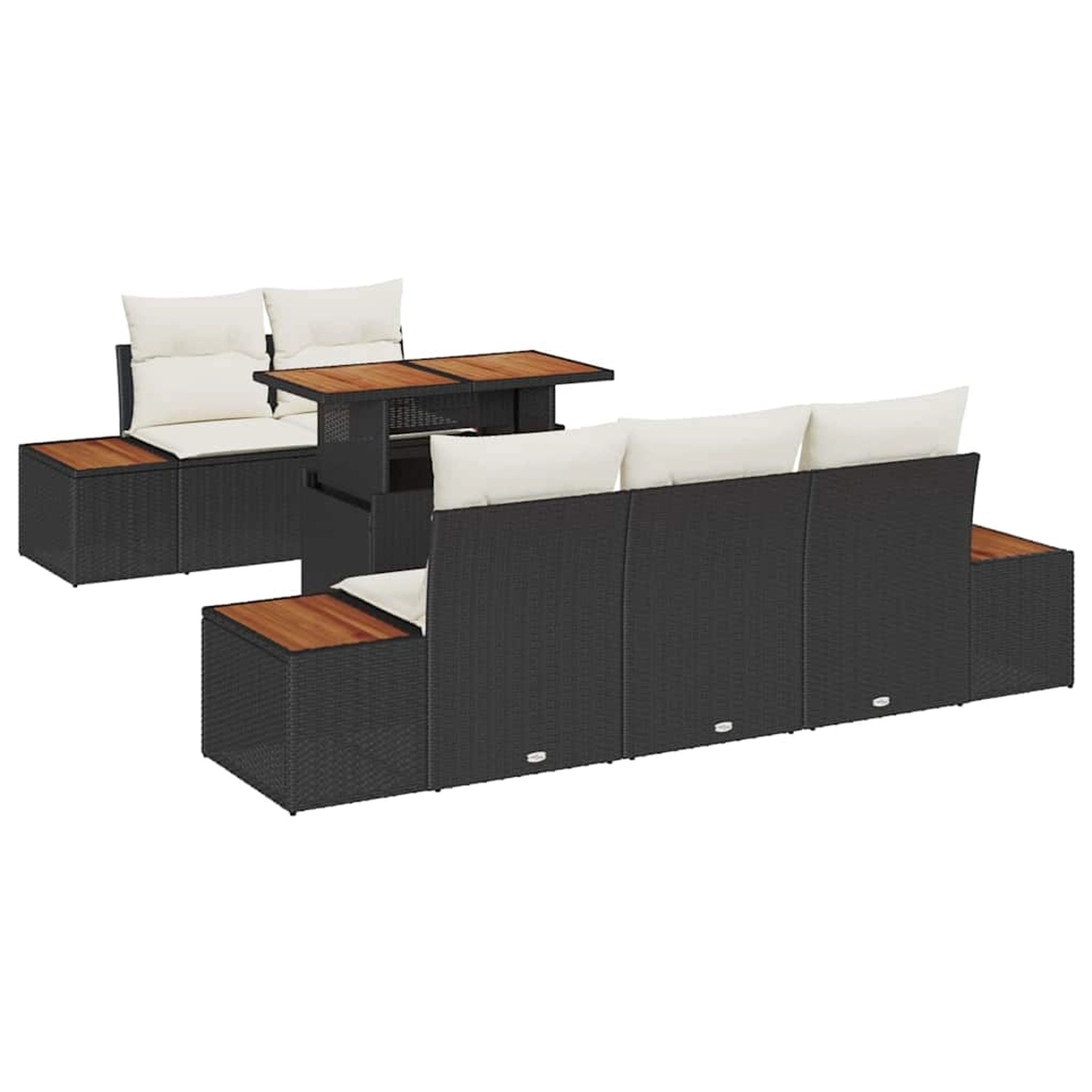 vidaXL Garten-Sofa-Set mit Speicher 6-Tlg Schwarz Poly Rattan 3358761 günstig online kaufen