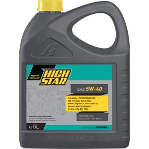 Grauer 5 l Kanister High Star SAE 5W-40 Motoröl für PKW-Benzin- und Dieselmotoren.