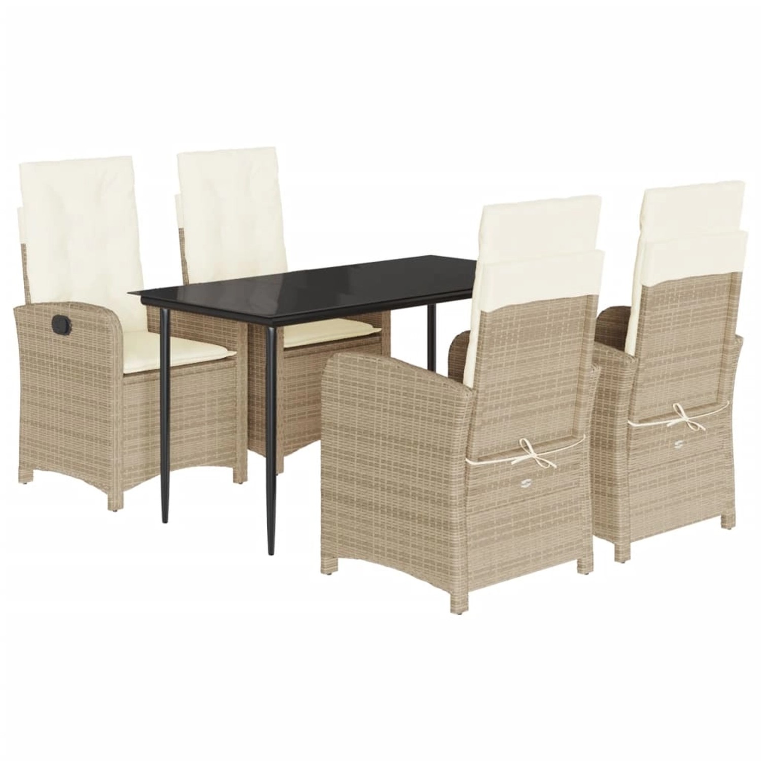 vidaXL 5-Tlg Garten-Essgruppe mit Kissen Beige Poly Rattan 3212373 günstig online kaufen