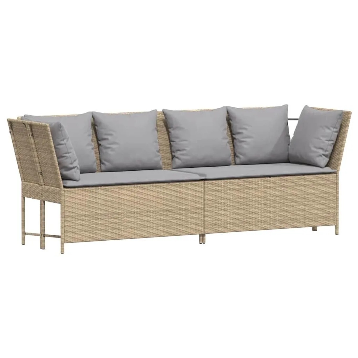 vidaXL Gartensofa mit Kissen Beige Poly Rattan 4104126
